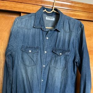 Express light weight denim casual shirt.